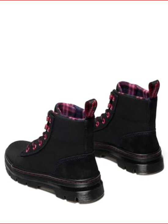 Suede Combat Boots with Wedge Heel and Lace-Up Closure - Picture 3 of 7